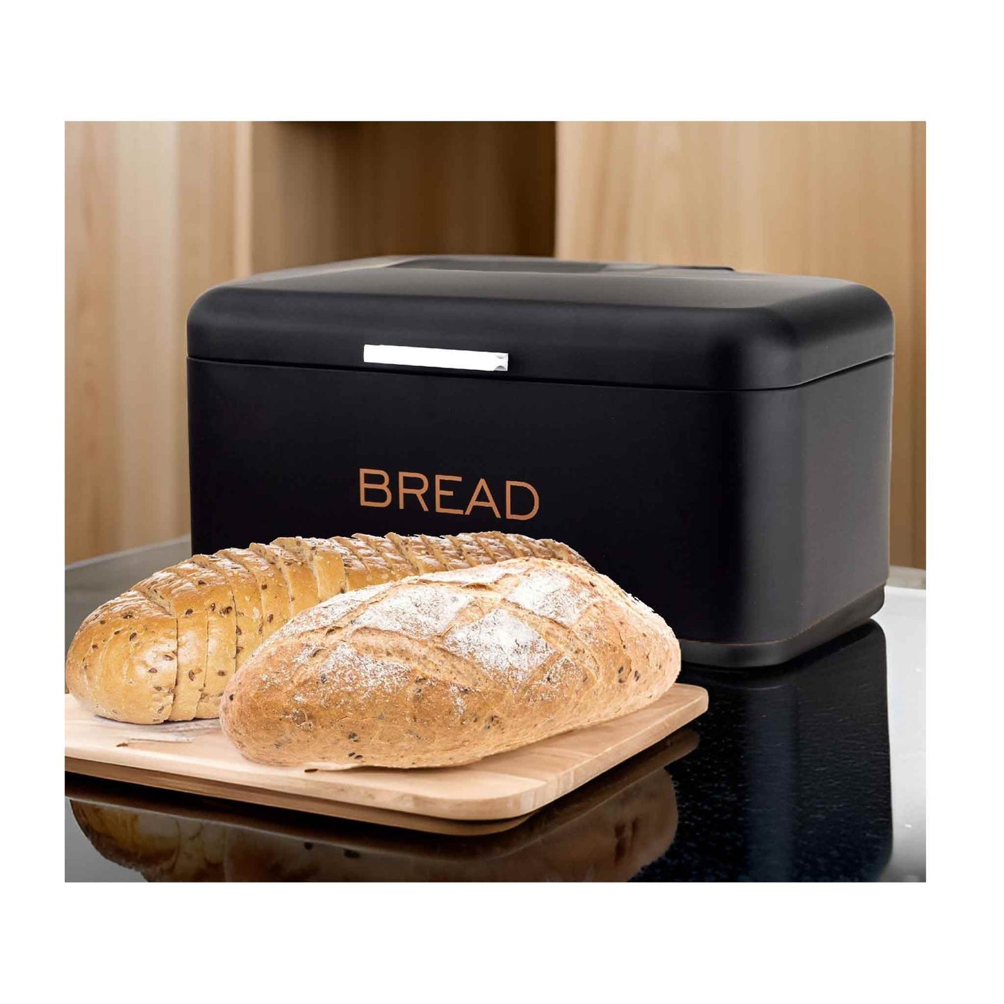 BB34 Brotkasten Brotkorb Aufbewahrung box 34cm Klappdeckel Metall