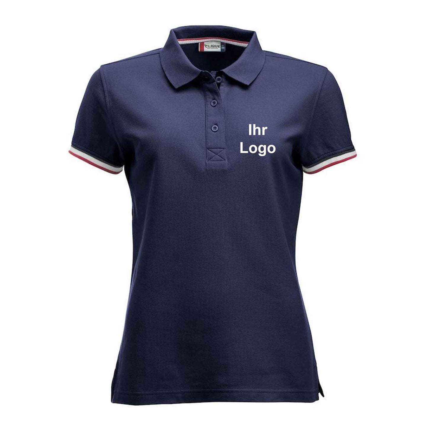 Clique Damen Poloshirt mit Streifen am Ärmel, 'Newton Ladies'