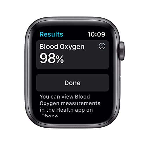 Apple Watch Series 6 (GPS, 44MM) Aluminiumgehäuse Space Grau Schwarz Sportarmband (Generalüberholt)