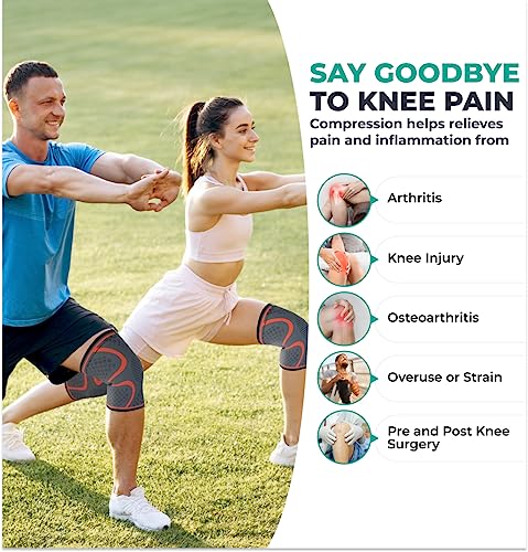 Modvel Kniebandage Set | Knie-Kompressionsbandage für Damen/Männer, Medizinischer Knieschützer, rutschfeste Atmungsaktiv für Kniescherzen Lindert, Laufen, Wandern, Joggen, Sport Basketball, Fußball