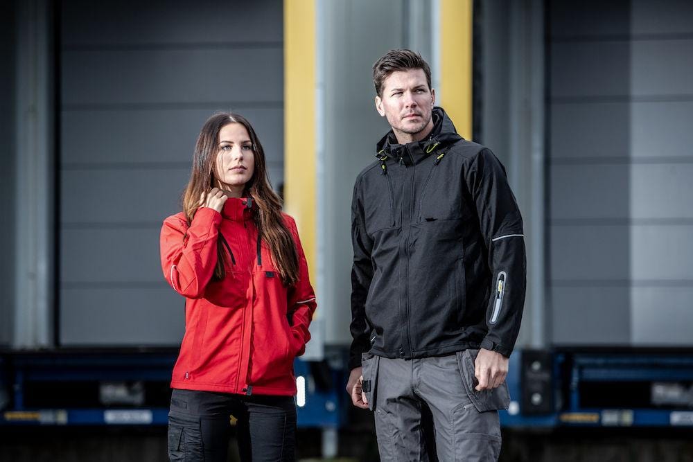 Projob Herren Softshell Jacke 3-lagig Gefüttert mit abnehmbarer Kapuze - wirbe-welt.shop