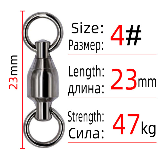 DNDYUJU 50/100pcs Heavy Duty Ball Bearing Fishing Connector Rolling Swivel Stainless Steel Solid Ring Fishing Accessories