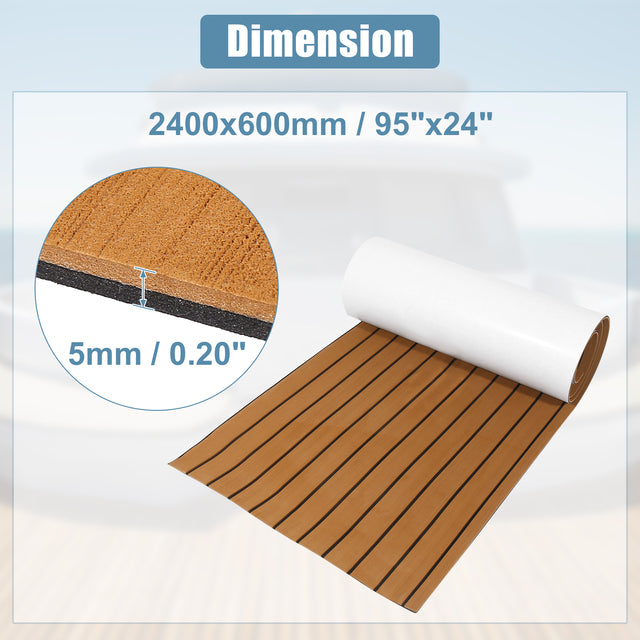 X Autohaux EVA Decking Sheet Mat Non-Slip Self-Adhesive for Boat Yacht Marine Deck Pad RV Car Trunk Flooring Carpet 2400x600x5mm