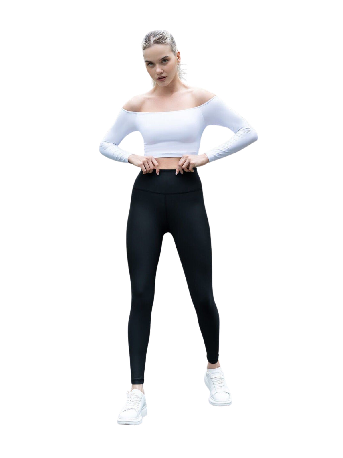 083 Comfortlux Off Shoulder Langarm Tshirt in Weiss
