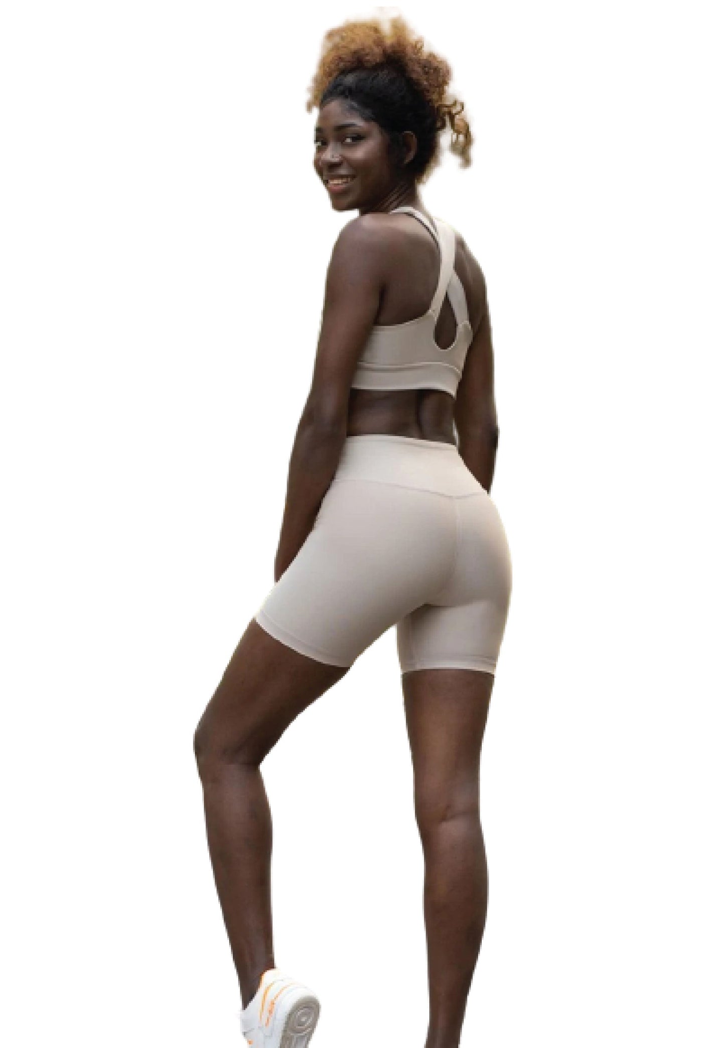 209 Single Crossed Sport Bra in Beige