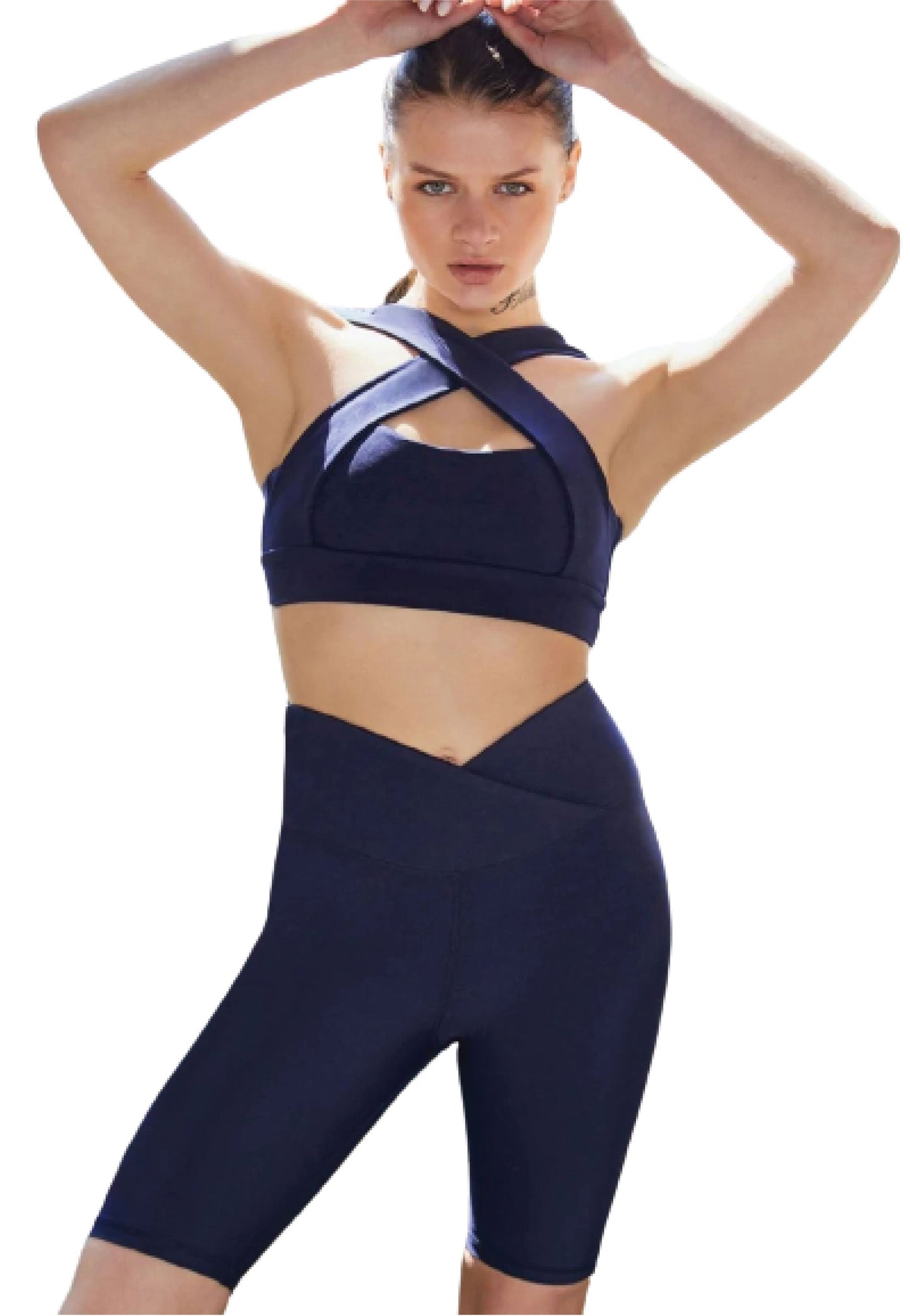 6014 Biker Leggings Ve Waist in Navy Blau