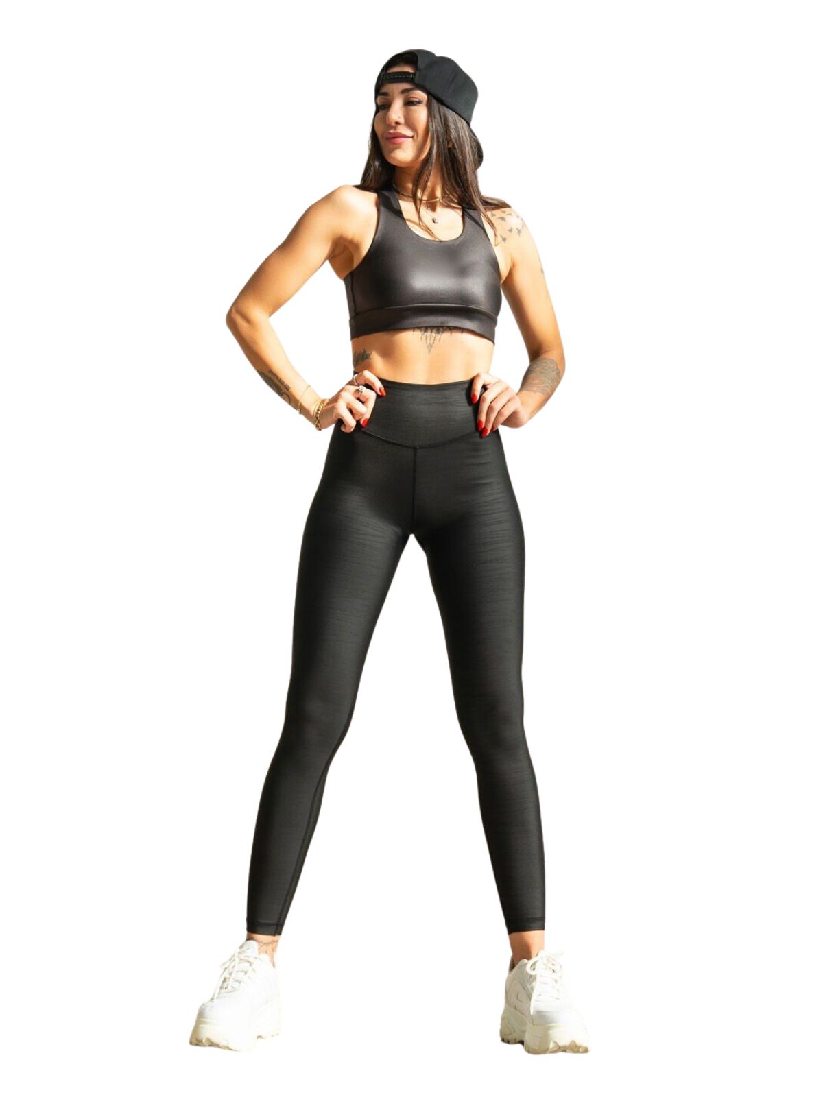 347 Scratch Detailed Leather Look Leggings in Schwarz