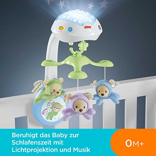 Fisher-Price 3-in-1-Traumbärchen-Mobile, Mobile für Babybett, Elektrisches Mobile mit Licht, Musikmobile, Babyerstausstattung, Babybett- und Baby-Zubehör, ab Geburt, CDN41