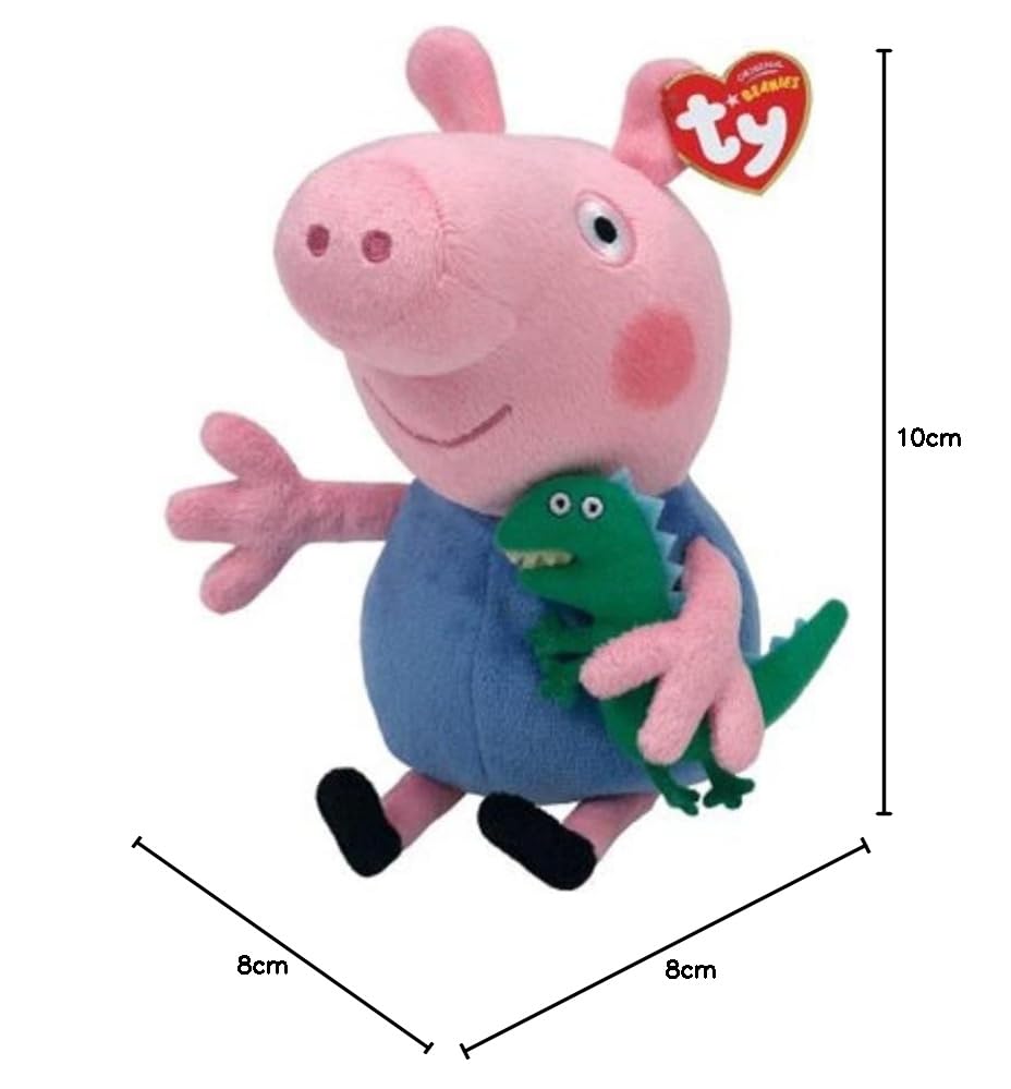 TY George Plüschtier, weicher Teddy für Kinder, sammelbares Baby-Stofftier, hochwertige, kuschelige Geschenkidee für Jungen und Mädchen, 15 cm, Rosa