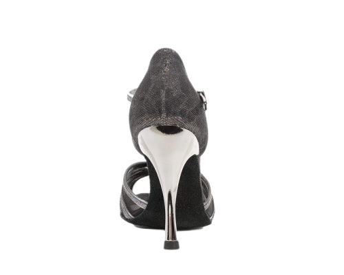 Grace Bliss Tanzschuhe in Silber & Schwarz Satin