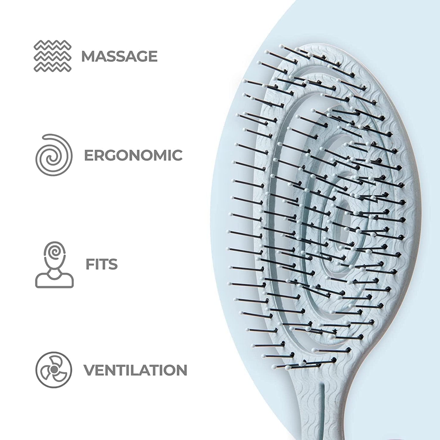 Ninabella Spiral Hairbrush - Detangle Hair Brush - For Brushing Wet or Blow Dry Hair - Detangler Vent Brush - Gray