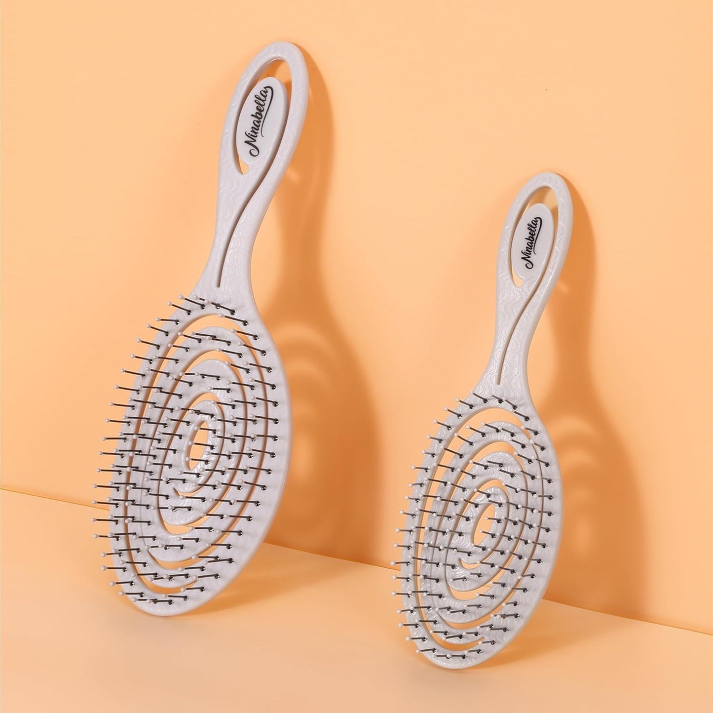 Ninabella Spiral Hairbrush - Detangle Hair Brush - For Brushing Wet or Blow Dry Hair - Detangler Vent Brush - Gray