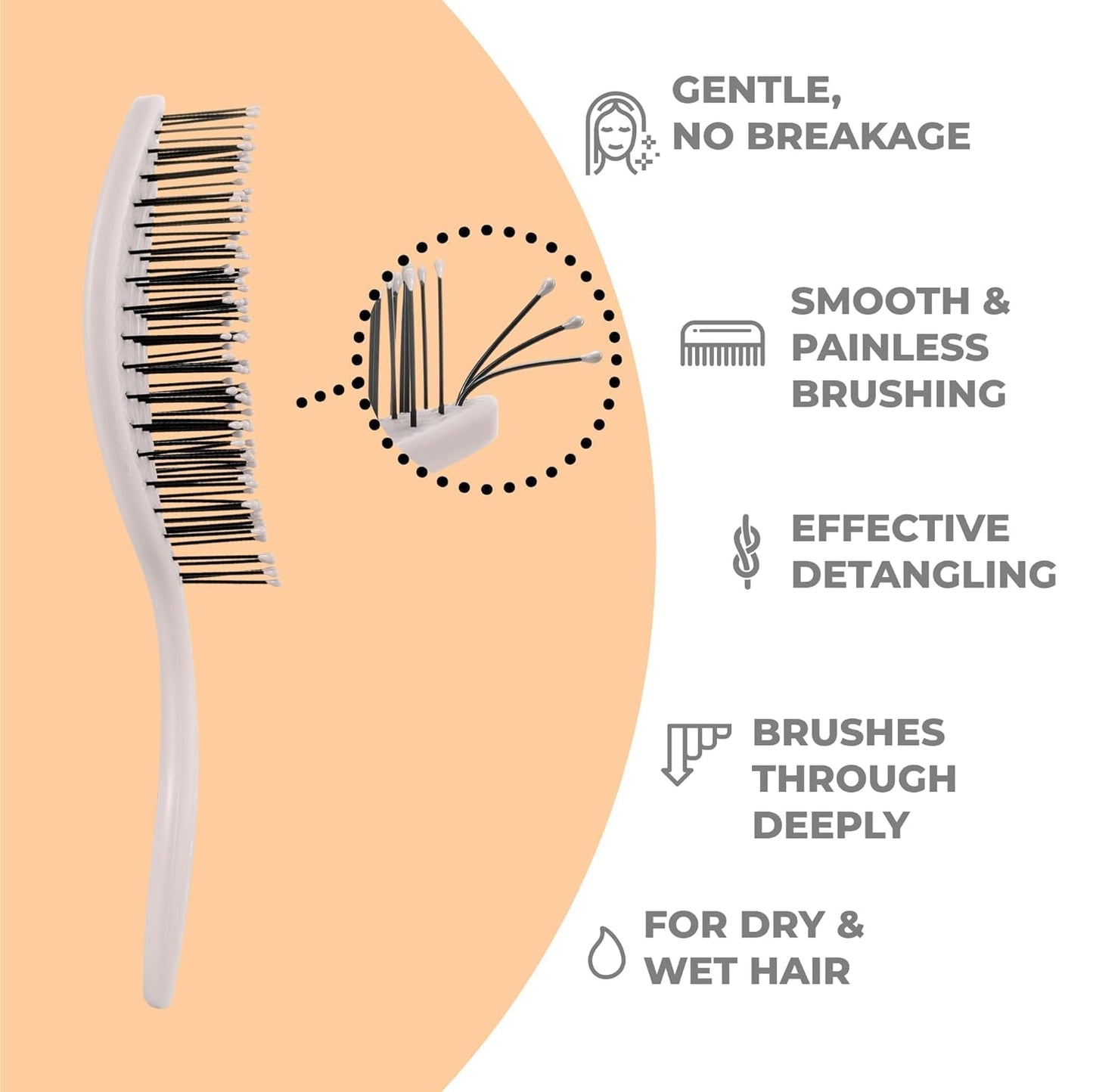 Ninabella Spiral Hairbrush - Detangle Hair Brush - For Brushing Wet or Blow Dry Hair - Detangler Vent Brush - Gray