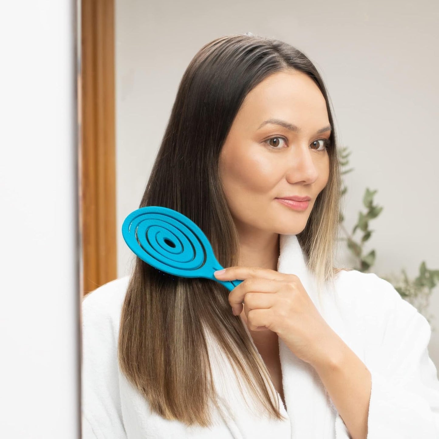 Ninabella Spiral Hairbrush - Detangle Hair Brush - For Brushing Wet or Blow Dry Hair - Detangler Vent Brush - Gray