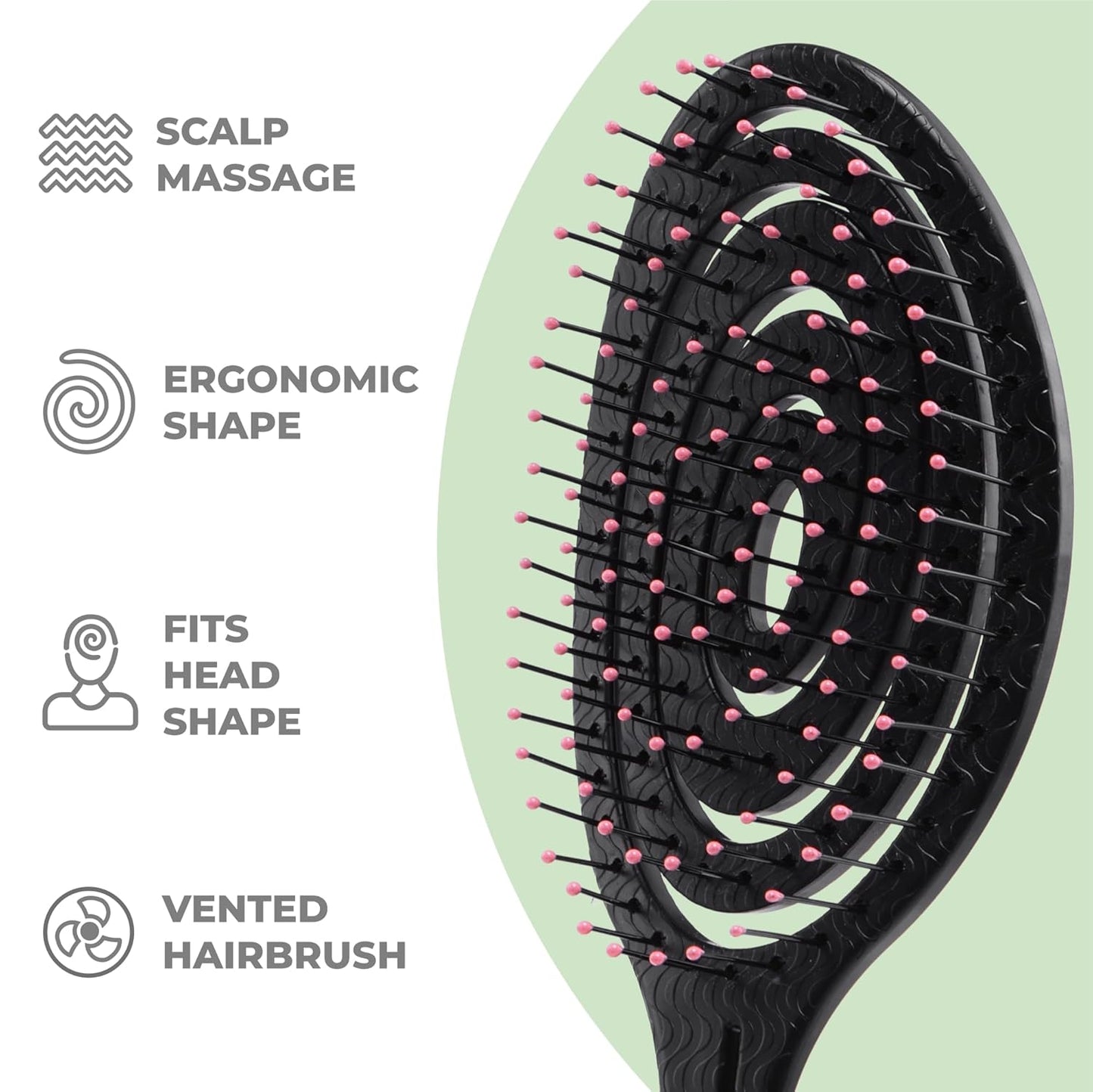 Ninabella Spiral Hairbrush - Detangle Hair Brush - For Brushing Wet or Blow Dry Hair - Detangler Vent Brush - Gray