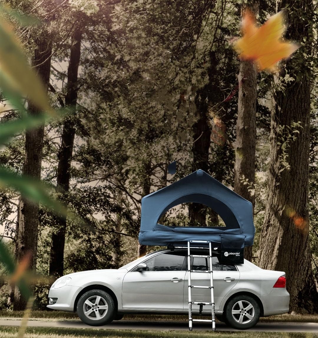 TentHome Dachzelt Aufblasbar Auto 2 Personen Autodachzelt Einfacher Aufbau Outdoor-Glamping-Camping Zelt für SUV, LKW und Universal-Autozelt Grau