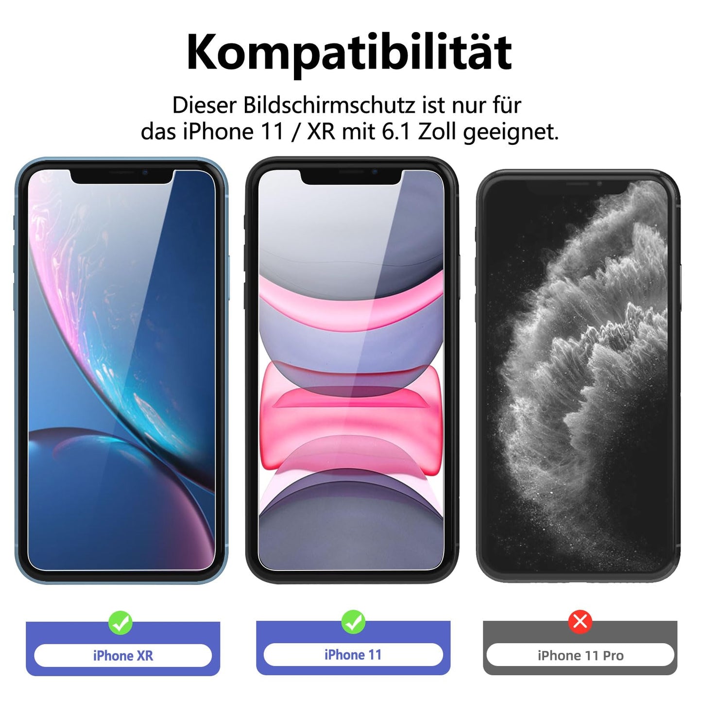 NEW'C 2 Stück, Panzer Schutz Glas für iPhone 11 und iPhone XR, Frei von Kratzern, 9H Härte, HD Displayschutzfolie, 0.33mm Ultra-klar, Ultrabeständig