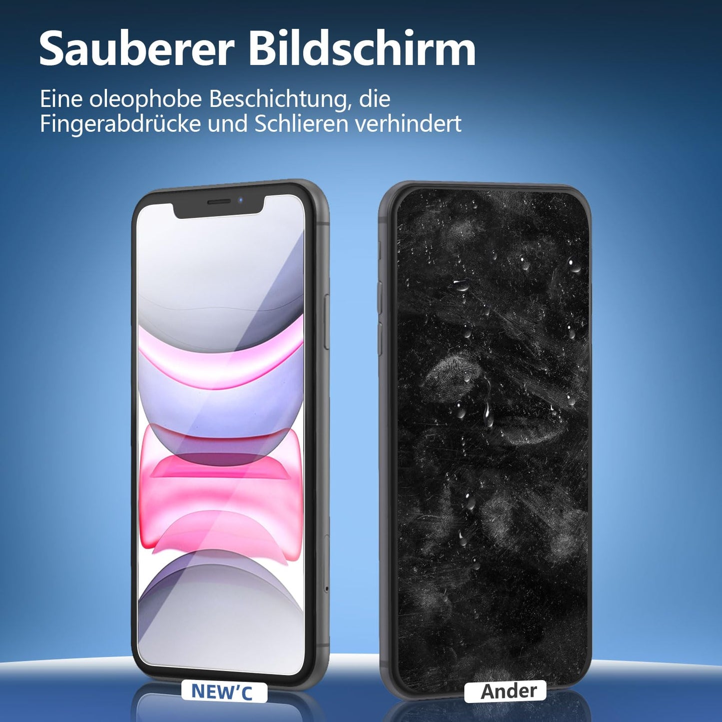 NEW'C 2 Stück, Panzer Schutz Glas für iPhone 11 und iPhone XR, Frei von Kratzern, 9H Härte, HD Displayschutzfolie, 0.33mm Ultra-klar, Ultrabeständig