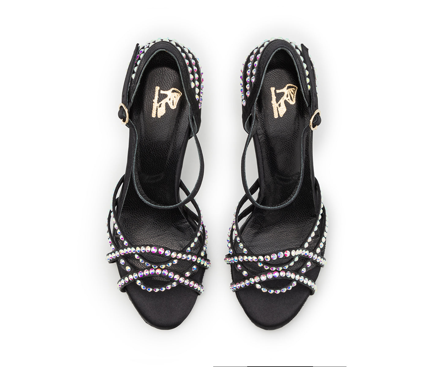 Talita Tanzschuhe in Schwarz Satin mit Swarowski Steinen