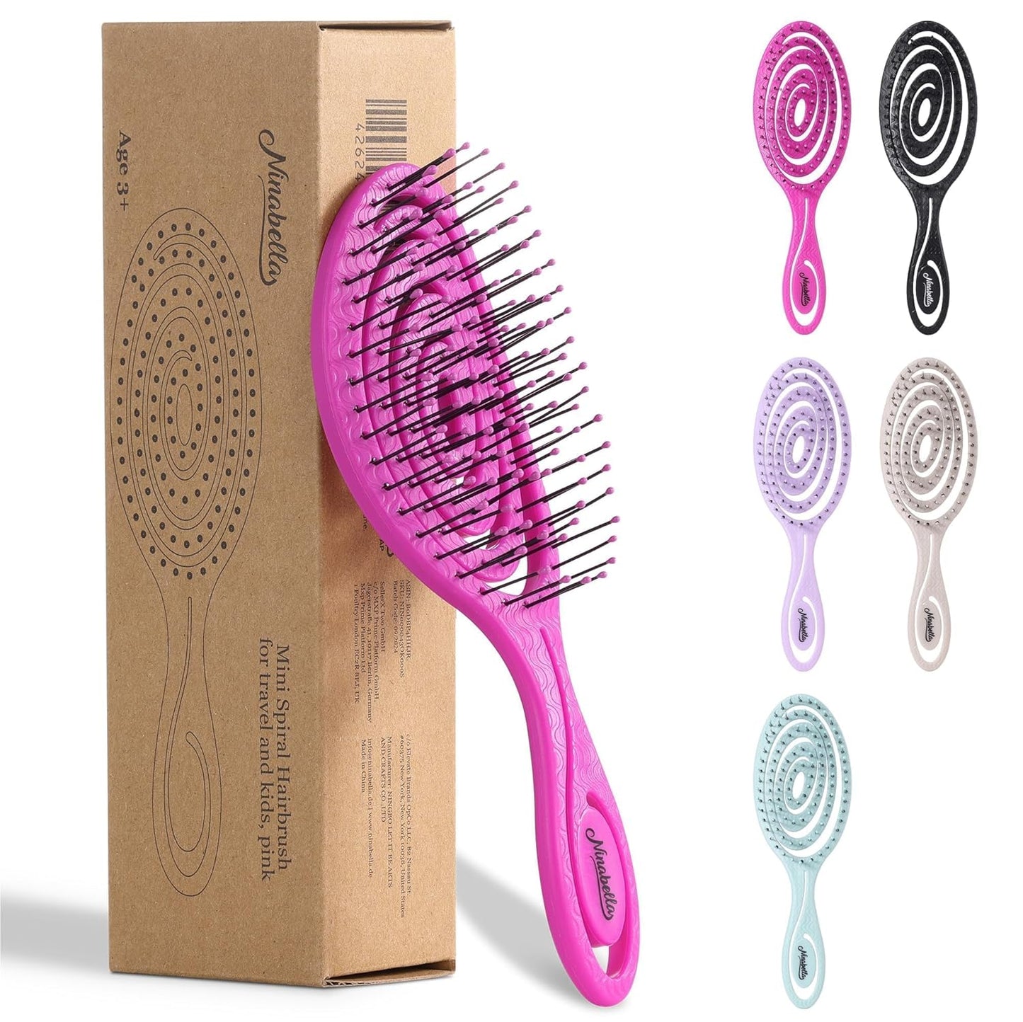 Ninabella Spiral Hairbrush - Detangle Hair Brush - For Brushing Wet or Blow Dry Hair - Detangler Vent Brush - Gray