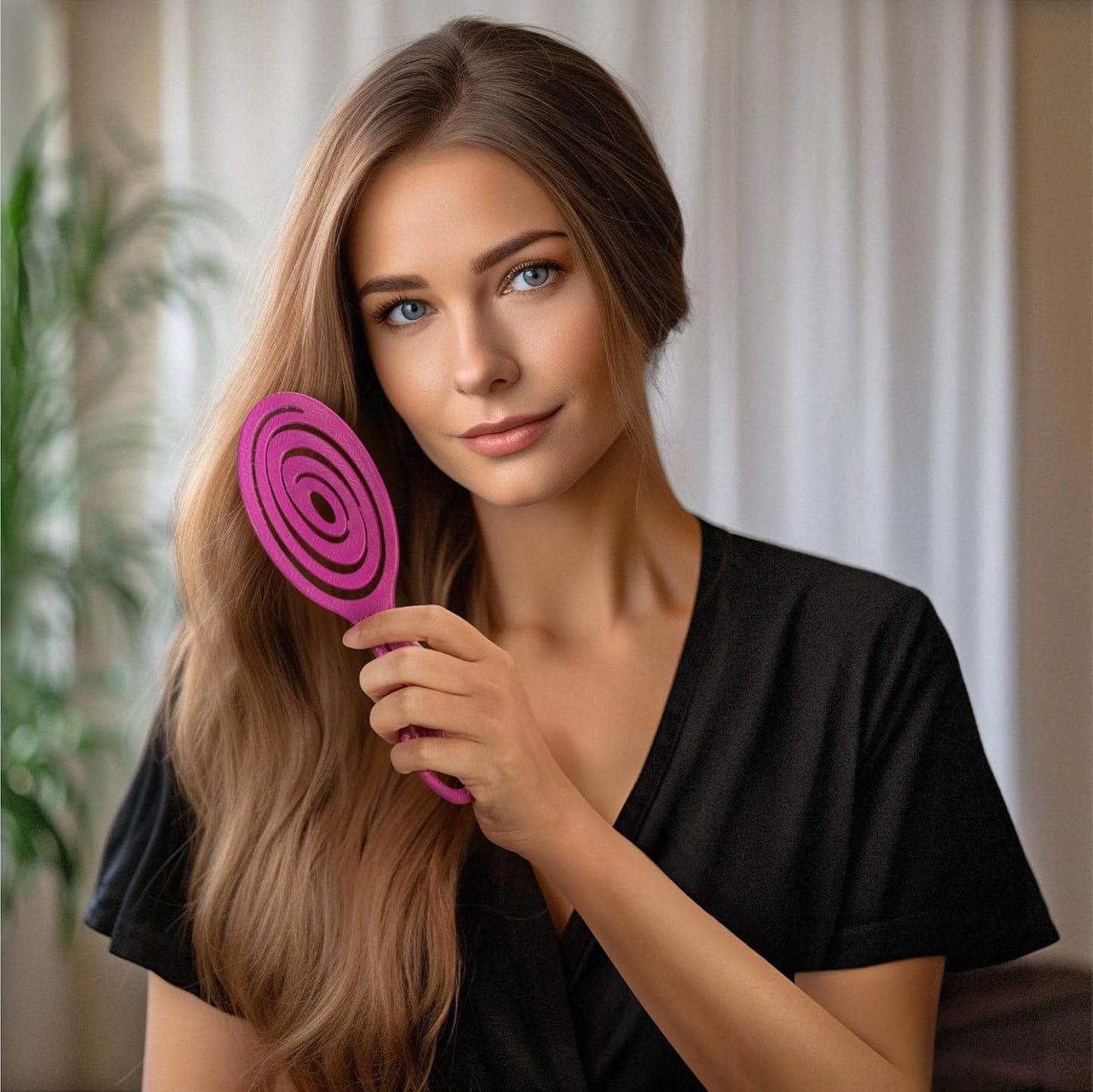 Ninabella Spiral Hairbrush - Detangle Hair Brush - For Brushing Wet or Blow Dry Hair - Detangler Vent Brush - Gray