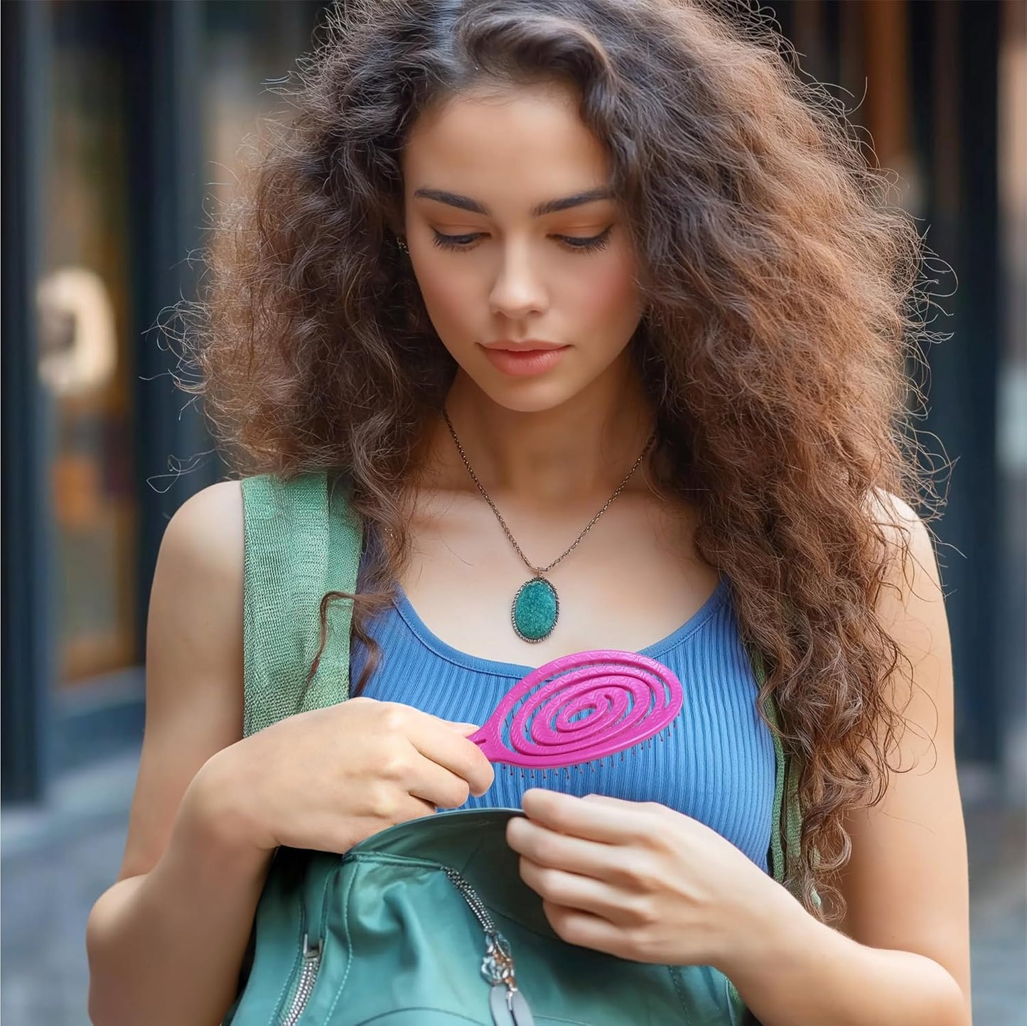 Ninabella Spiral Hairbrush - Detangle Hair Brush - For Brushing Wet or Blow Dry Hair - Detangler Vent Brush - Gray