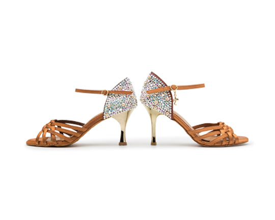 Sparkle Accent Tanzschuhe in Bronze Satin