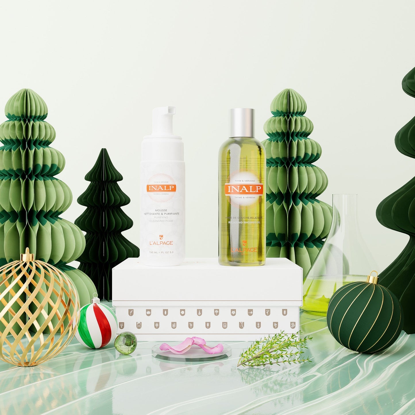 Set ou Coffret Cadeau Mousse Nettoyante + Huile de Douche Relaxante INALP