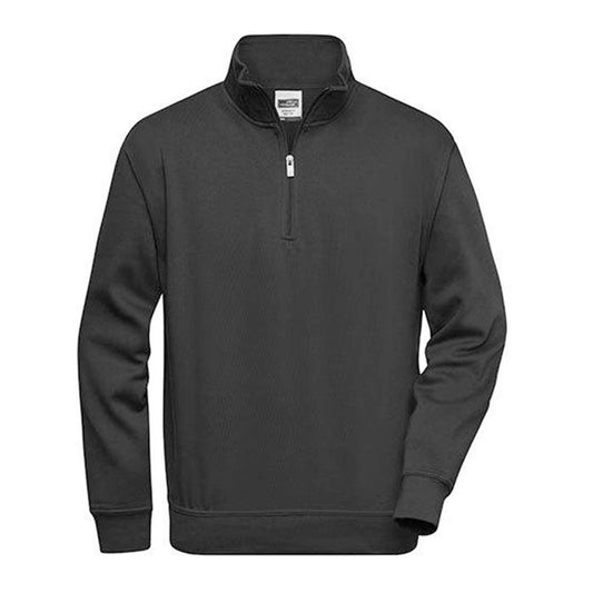 Herren Arbeitspullover- Workwear Half Zip Sweat- S Schwarz