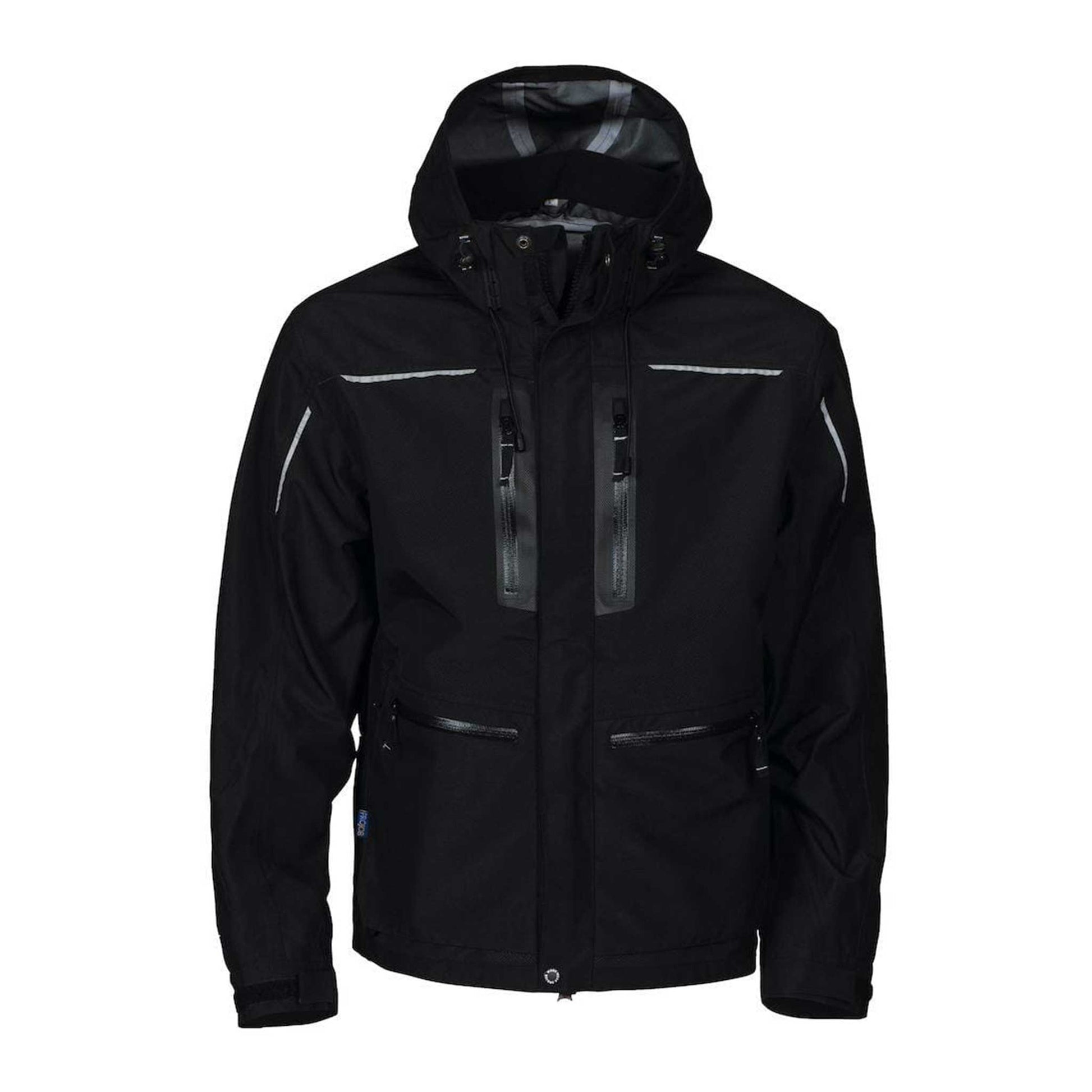 Herren Hardshell-Jacke, wind- und wasserdicht, atmungsaktiv – Schwarz, Grösse M