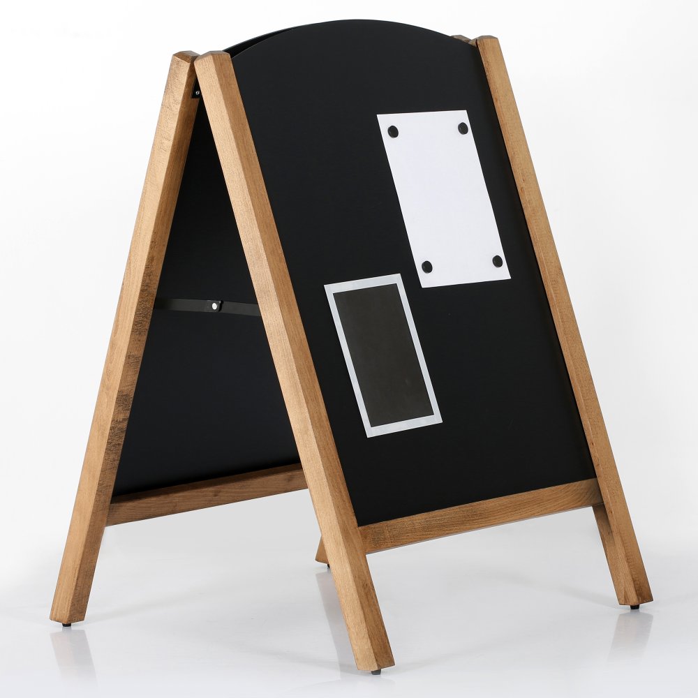 Holz Kundenstopper 100x67cm, Magnetisch, Slide-In, Dunkelbraun, Outdoor