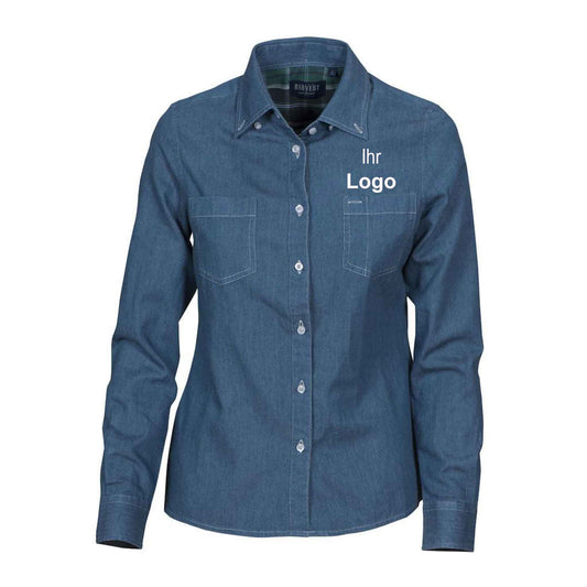 JUPITER Damen-Denimbluse mit Button-Down-Kragen