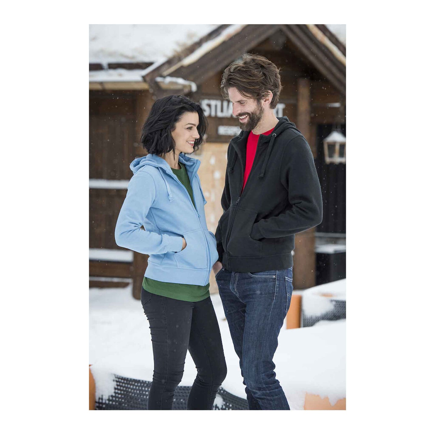 Clique Damen Sweat Jacke Mit Stehkragen 'Classic Cardigan Ladies' model mann und frau