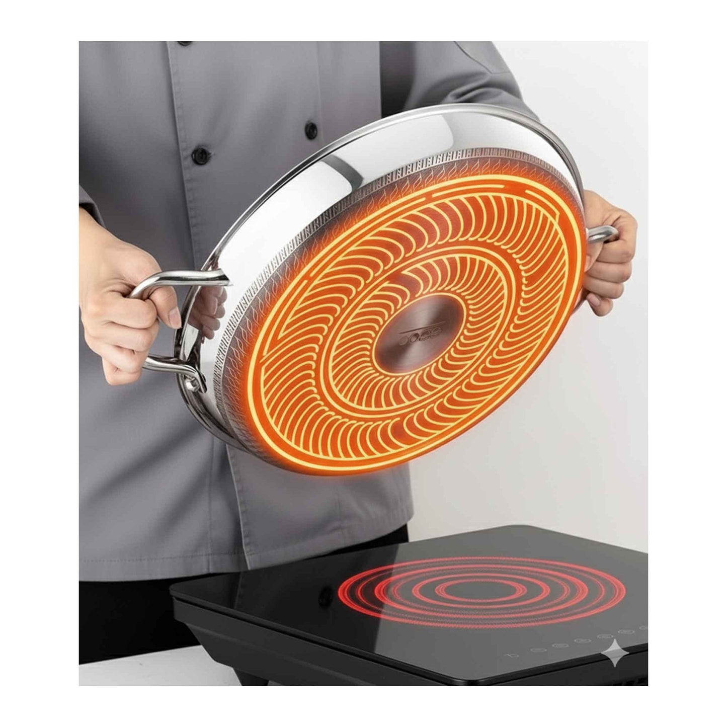 pnc24-Massiv Edelstahl Wabenstruktur Kochtopf Induktion Ø24cm Topf Rostfrei Kratzfest