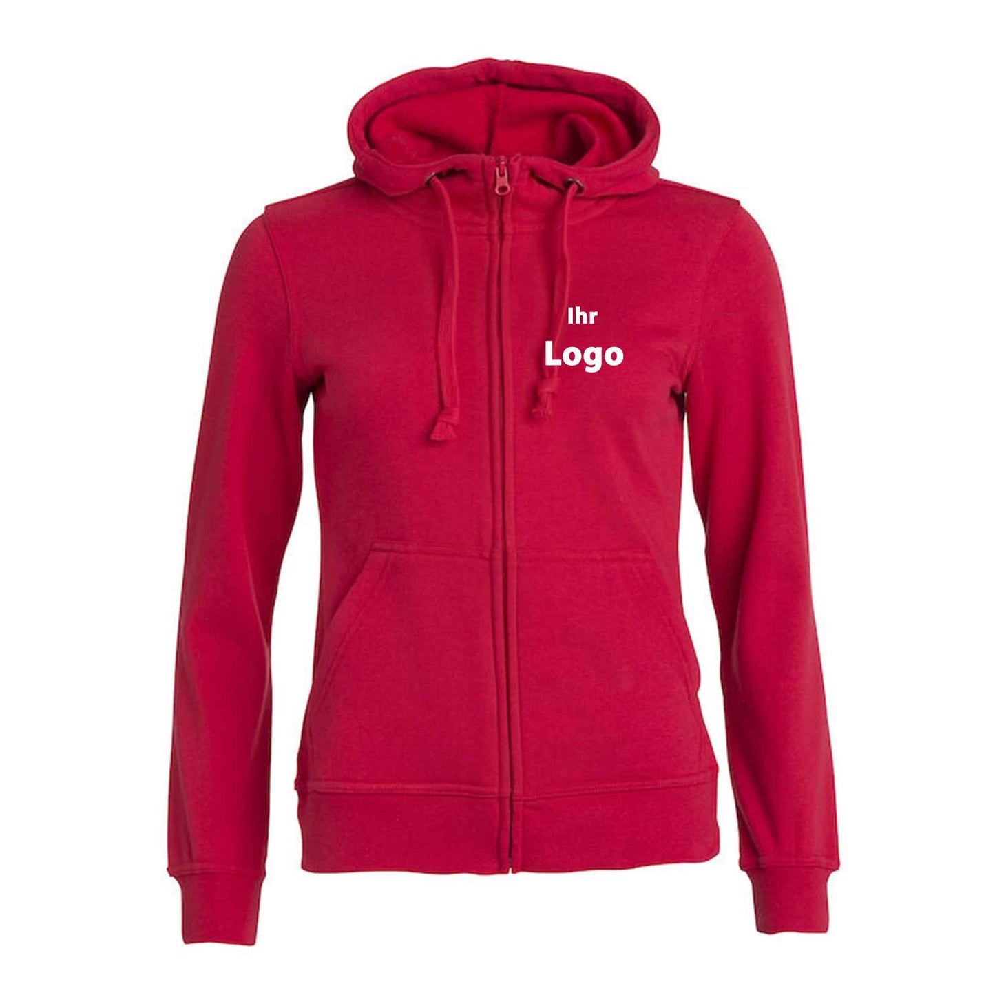 Günstige Damen-Hoodies mit durchgehendem Reißverschluss - Möglichkeit zur individuellen Bestickung oder Bedruckung durch uns