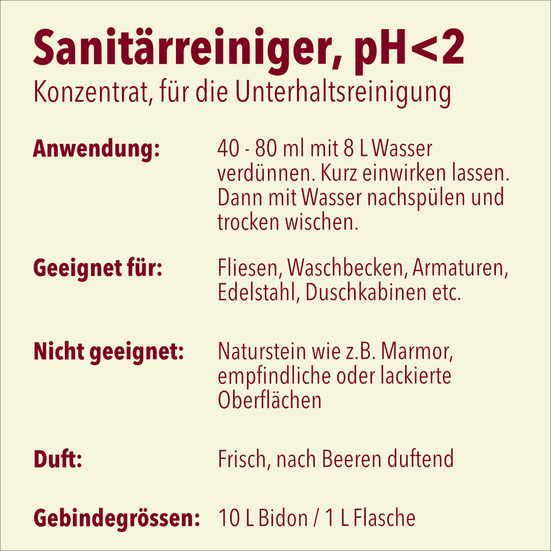 Sanitärreiniger, gegen Kalkverunreinigungen, Konzentrat, pH <2, 10 Liter