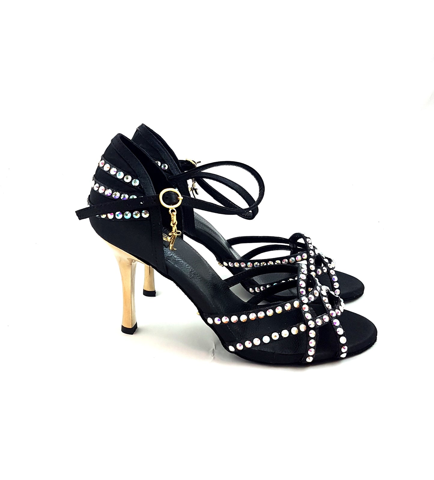 Talita Tanzschuhe in Schwarz Satin mit Swarowski Steinen