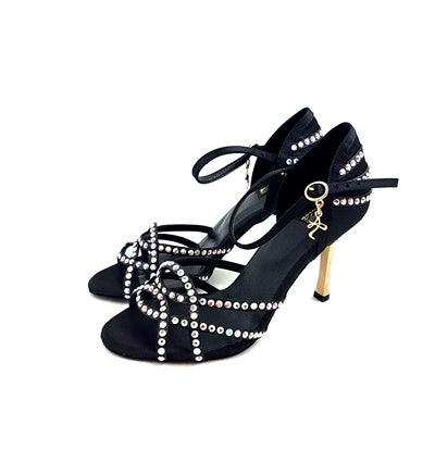 Talita Tanzschuhe in Schwarz Satin mit Swarowski Steinen