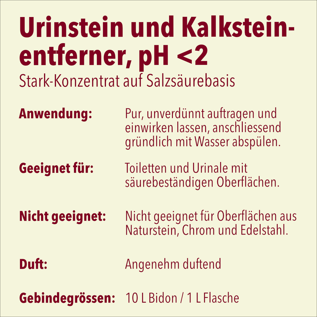Urin- und Kalksteinentferner, rot, pH-Wert <2, Gefahrengut, 1 Liter