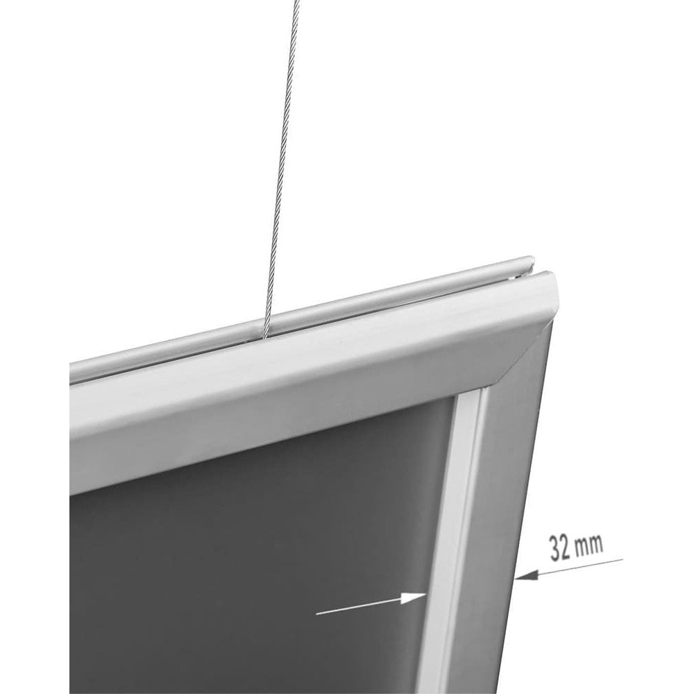 Hängender Alu Klapprahmen beidseitig, B1, 32mm, Silber