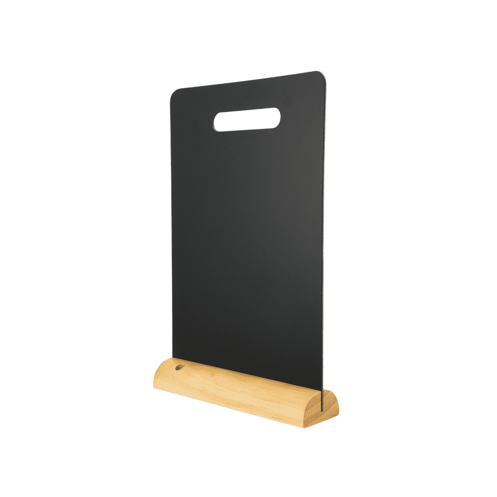 Securit® Tischkreidetafel "Rechteck mit Griff" Aufsteller 21×34 cm mit Holzfuss