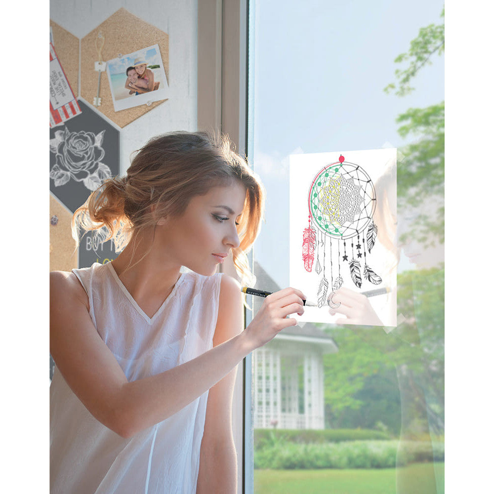 Securit® Fensterschablonen "Windoodle", Format: A3, Thema: Tiere, inkl. 1 Securit® Kreidestift, 3er Set