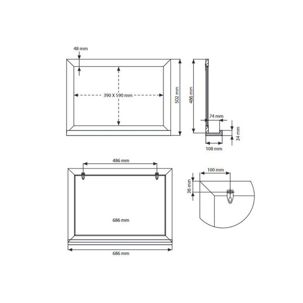 Kreidetafel Magnetisch mit Ablage, Buche dunkel, 50x70cm