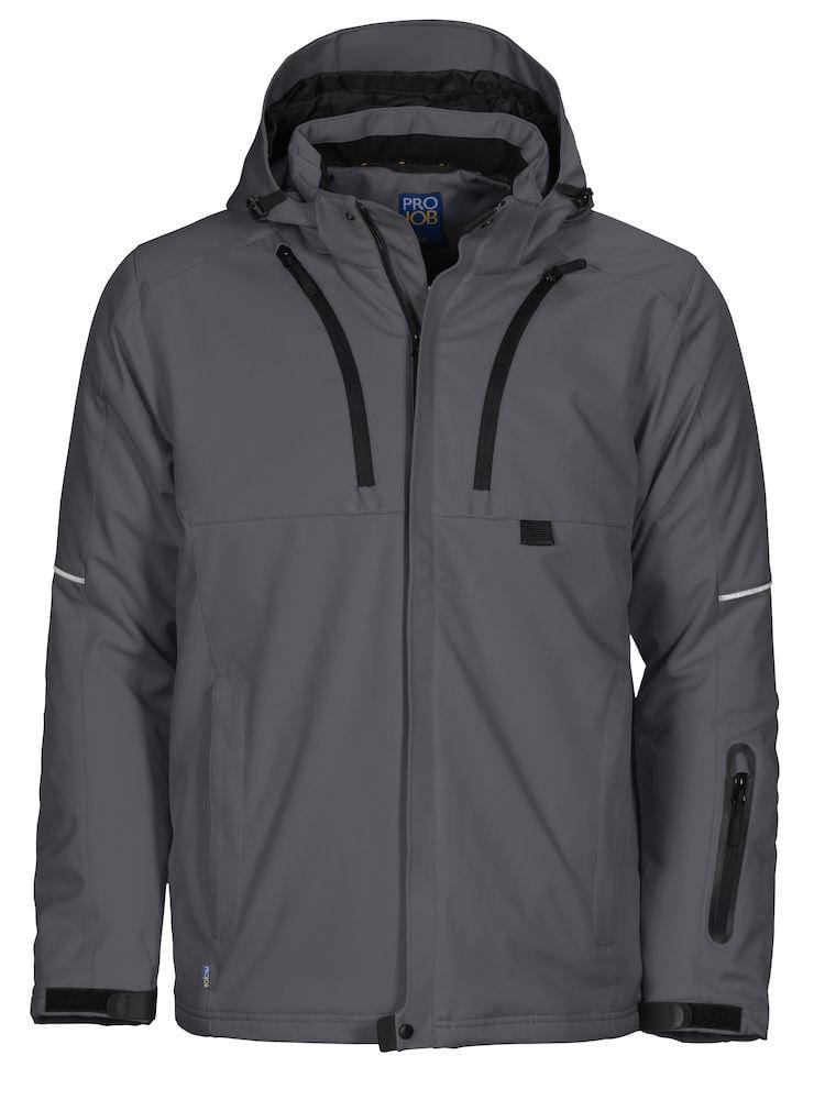 Projob Herren Softshell Jacke 3-lagig Gefüttert mit abnehmbarer Kapuze - wirbe-welt.shop