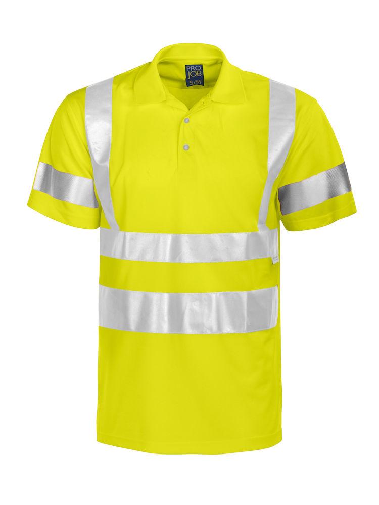 Projob Herren Poloshirt in Warnschutz Farbe, mit Reflektorstreifen, EN ISO 20471 Klasse 3 - wirbe-welt.shop