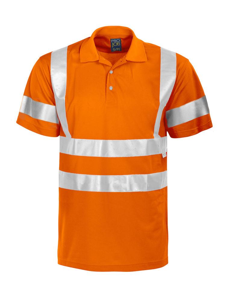 Projob Herren Poloshirt in Warnschutz Farbe, mit Reflektorstreifen, EN ISO 20471 Klasse 3 - wirbe-welt.shop