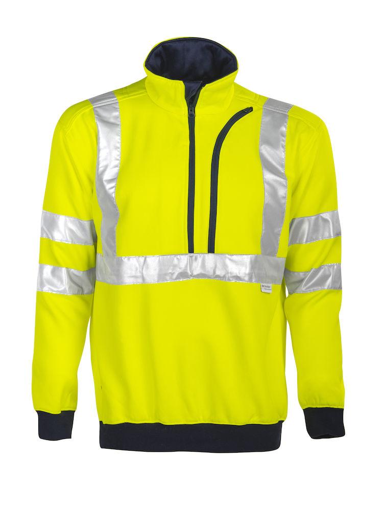 Projob Herren Warnschutz Sweatshirt mit Halb-Reissverschluss, EN ISO 20471 Klasse 3 - wirbe-welt.shop