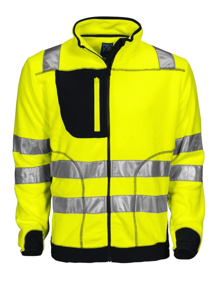 Projob Herren Arbeitssicherheits Jacke aus Polarfleece mit Softshell Elementen und ISO 20471 KLASSE 3/2 Zertifizierung - wirbe-welt.shop