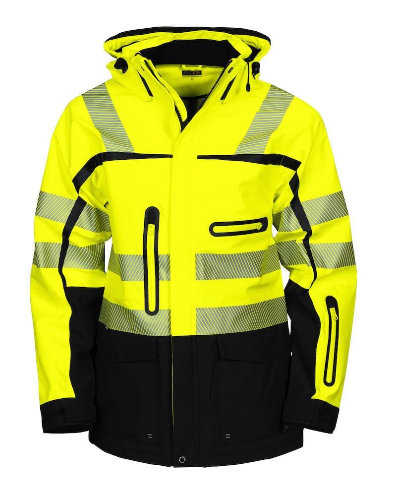 Projob Herren Wind- und Wasserdichte 3-Lagen-Jacke mit Warnschutz Elementen - wirbe-welt.shop
