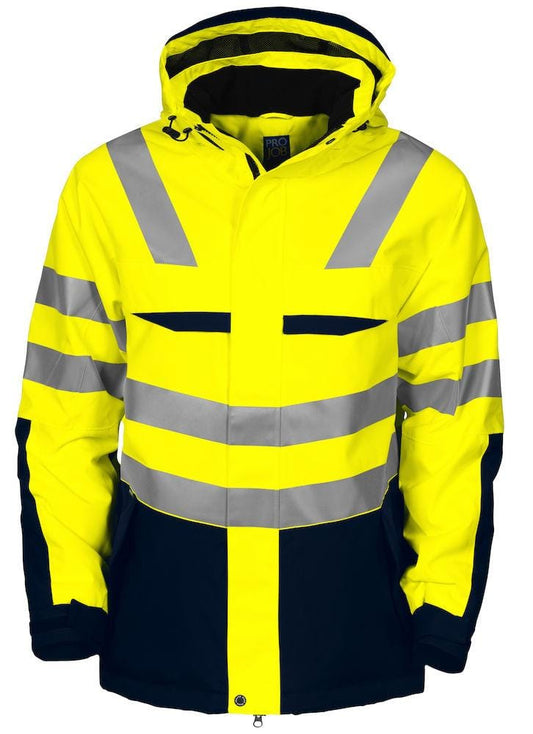 Projob Herren Warnschutz Jacke Wattiert mit Kapuze und EN ISO 20471 Klasse 3 - wirbe-welt.shop